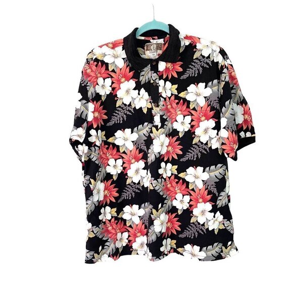 Kalaheo Hawaiian Shirt Mens Size XL Vintage Floral Pullover Cotton Rayon Black - Picture 1 of 10